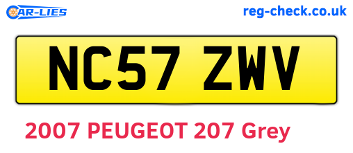 NC57ZWV are the vehicle registration plates.