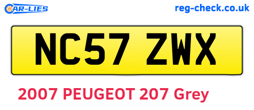 NC57ZWX are the vehicle registration plates.