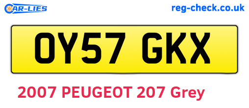 OY57GKX are the vehicle registration plates.