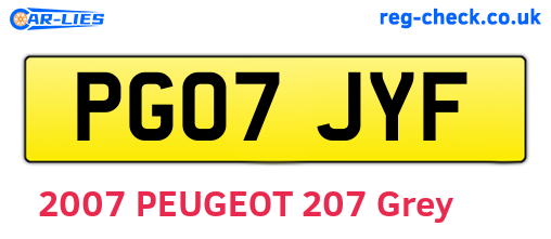PG07JYF are the vehicle registration plates.
