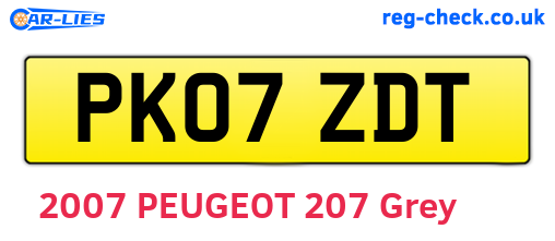 PK07ZDT are the vehicle registration plates.