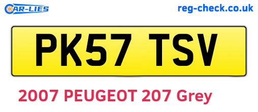 PK57TSV are the vehicle registration plates.