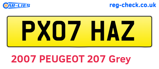 PX07HAZ are the vehicle registration plates.