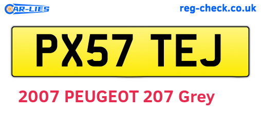 PX57TEJ are the vehicle registration plates.