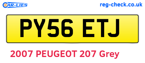 PY56ETJ are the vehicle registration plates.