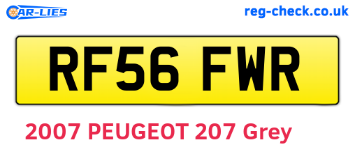 RF56FWR are the vehicle registration plates.