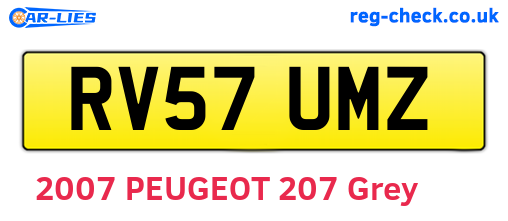 RV57UMZ are the vehicle registration plates.