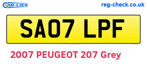 SA07LPF are the vehicle registration plates.