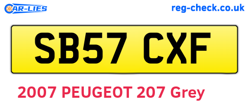 SB57CXF are the vehicle registration plates.