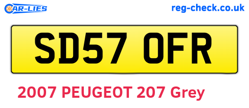 SD57OFR are the vehicle registration plates.