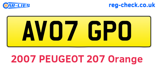 AV07GPO are the vehicle registration plates.