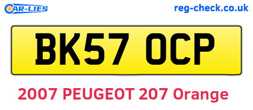 BK57OCP are the vehicle registration plates.