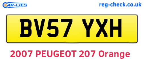 BV57YXH are the vehicle registration plates.