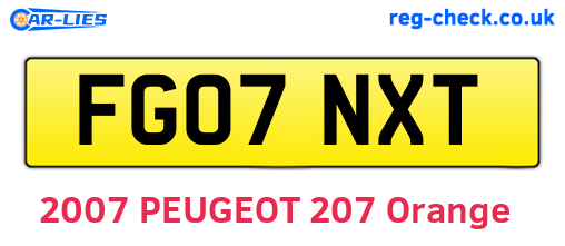 FG07NXT are the vehicle registration plates.