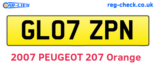 GL07ZPN are the vehicle registration plates.