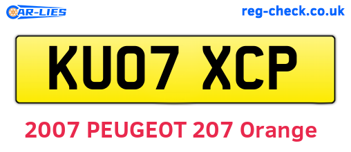 KU07XCP are the vehicle registration plates.