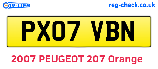 PX07VBN are the vehicle registration plates.