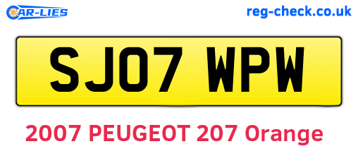 SJ07WPW are the vehicle registration plates.