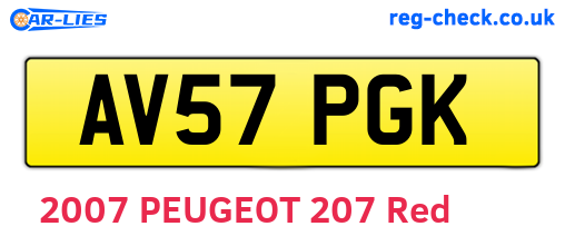 AV57PGK are the vehicle registration plates.