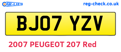 BJ07YZV are the vehicle registration plates.