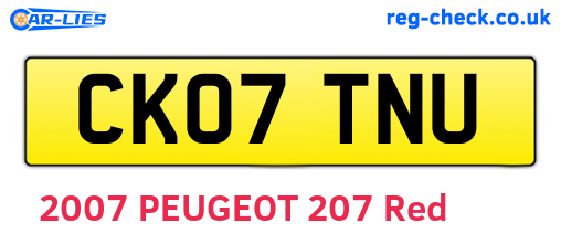 CK07TNU are the vehicle registration plates.