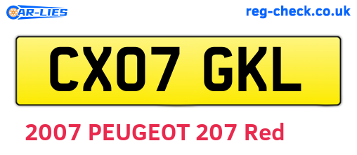 CX07GKL are the vehicle registration plates.