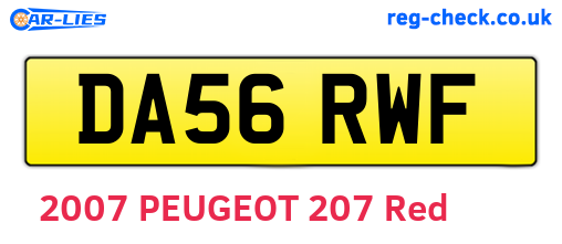 DA56RWF are the vehicle registration plates.