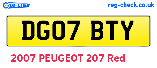 DG07BTY are the vehicle registration plates.