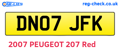 DN07JFK are the vehicle registration plates.