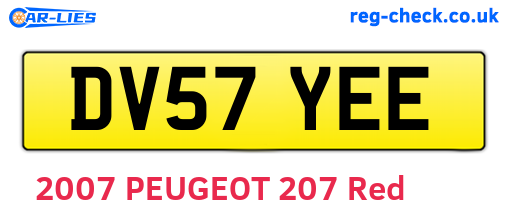 DV57YEE are the vehicle registration plates.