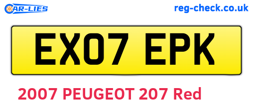 EX07EPK are the vehicle registration plates.