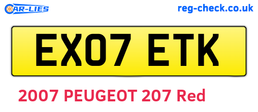 EX07ETK are the vehicle registration plates.