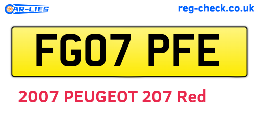 FG07PFE are the vehicle registration plates.