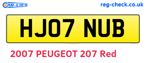 HJ07NUB are the vehicle registration plates.
