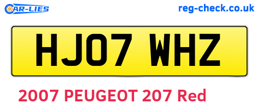 HJ07WHZ are the vehicle registration plates.
