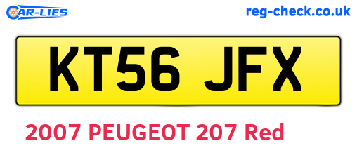KT56JFX are the vehicle registration plates.