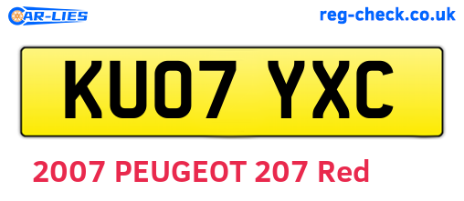 KU07YXC are the vehicle registration plates.