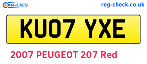 KU07YXE are the vehicle registration plates.