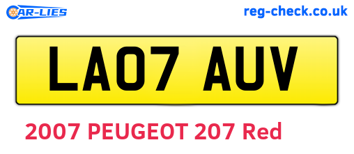 LA07AUV are the vehicle registration plates.