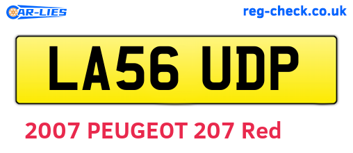 LA56UDP are the vehicle registration plates.