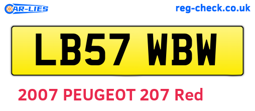 LB57WBW are the vehicle registration plates.