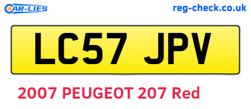 LC57JPV are the vehicle registration plates.