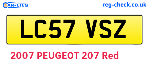 LC57VSZ are the vehicle registration plates.