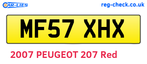 MF57XHX are the vehicle registration plates.