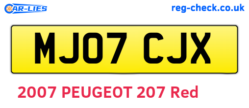 MJ07CJX are the vehicle registration plates.