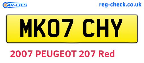 MK07CHY are the vehicle registration plates.