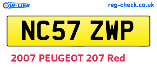 NC57ZWP are the vehicle registration plates.