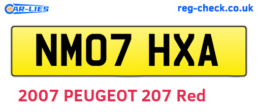 NM07HXA are the vehicle registration plates.