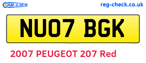 NU07BGK are the vehicle registration plates.
