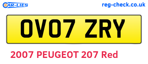 OV07ZRY are the vehicle registration plates.